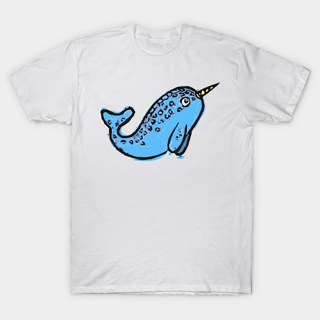 Cute narwhal illustration blue whale T-Shirt by Ravendax